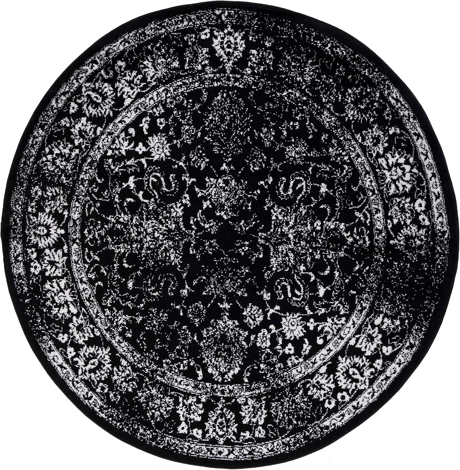 SAFAVIEH Adirondack Wyatt Distressed Area Rug, Ivory/Dark Green, 6' x 6' Round