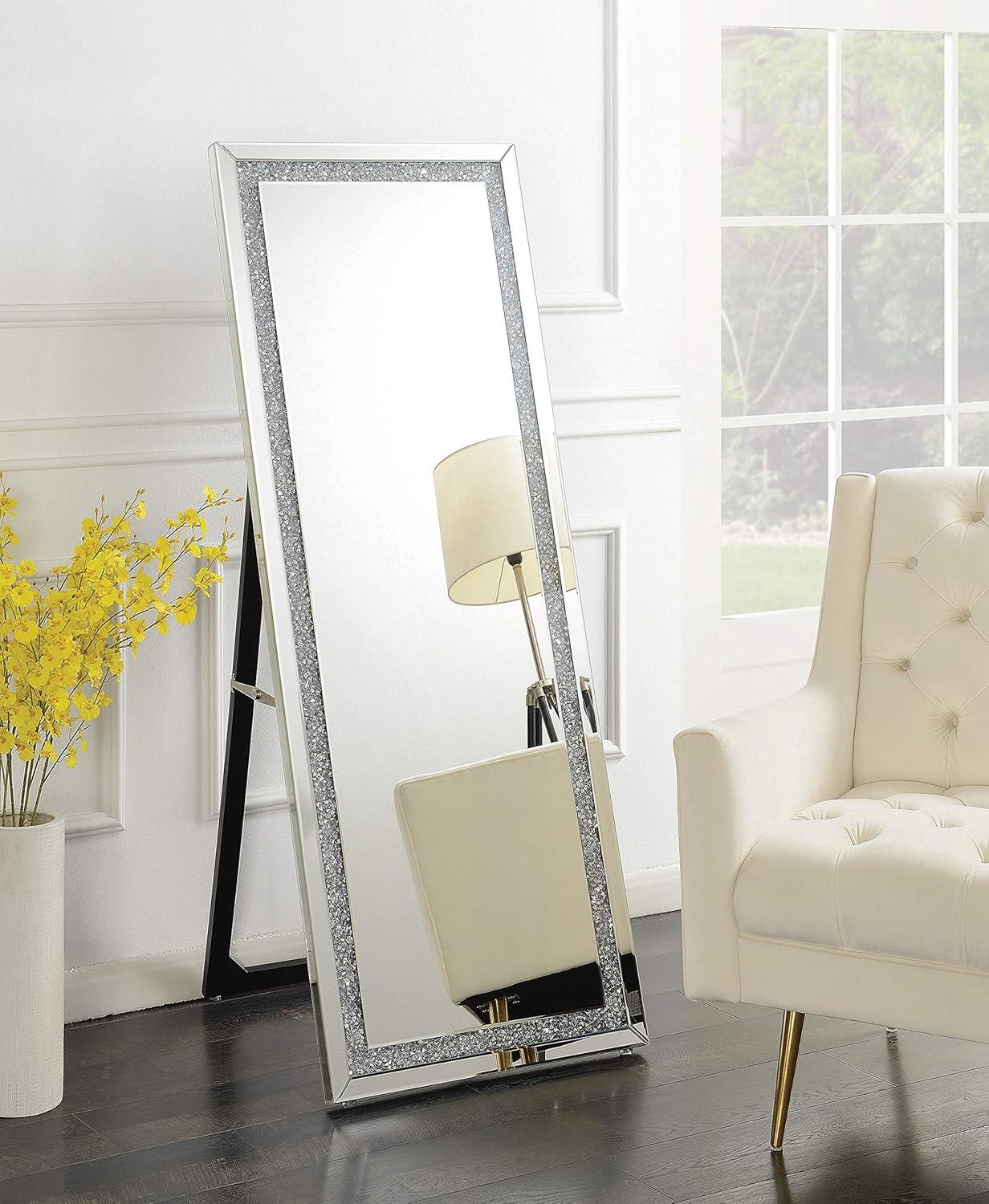 Rectangular Cheval Floor Mirror Silver