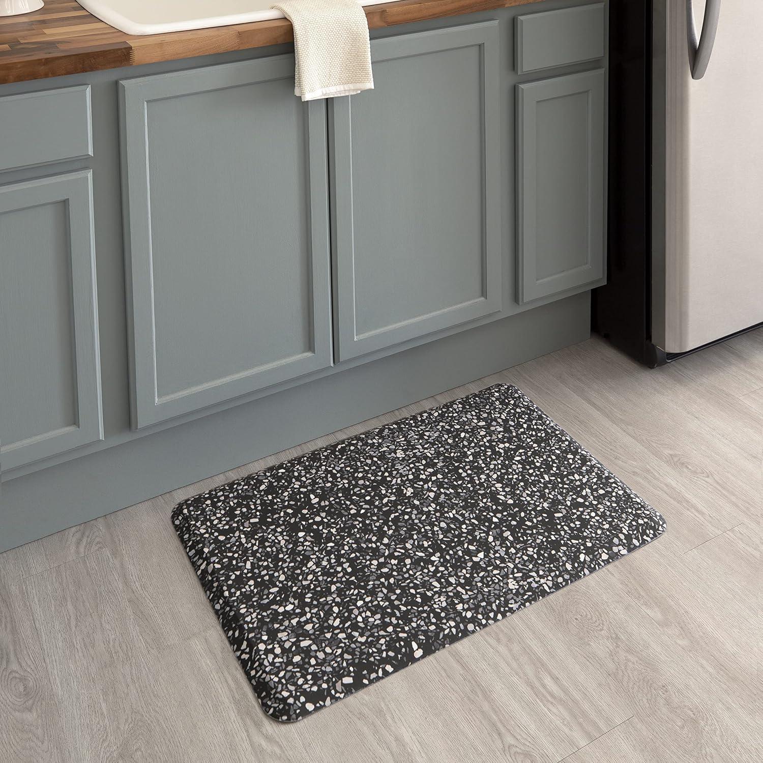 Mohawk Home Dri-Pro Cushion Kitchen Mat, Terrazo Tile, Black, 1' 6" X 2' 6"