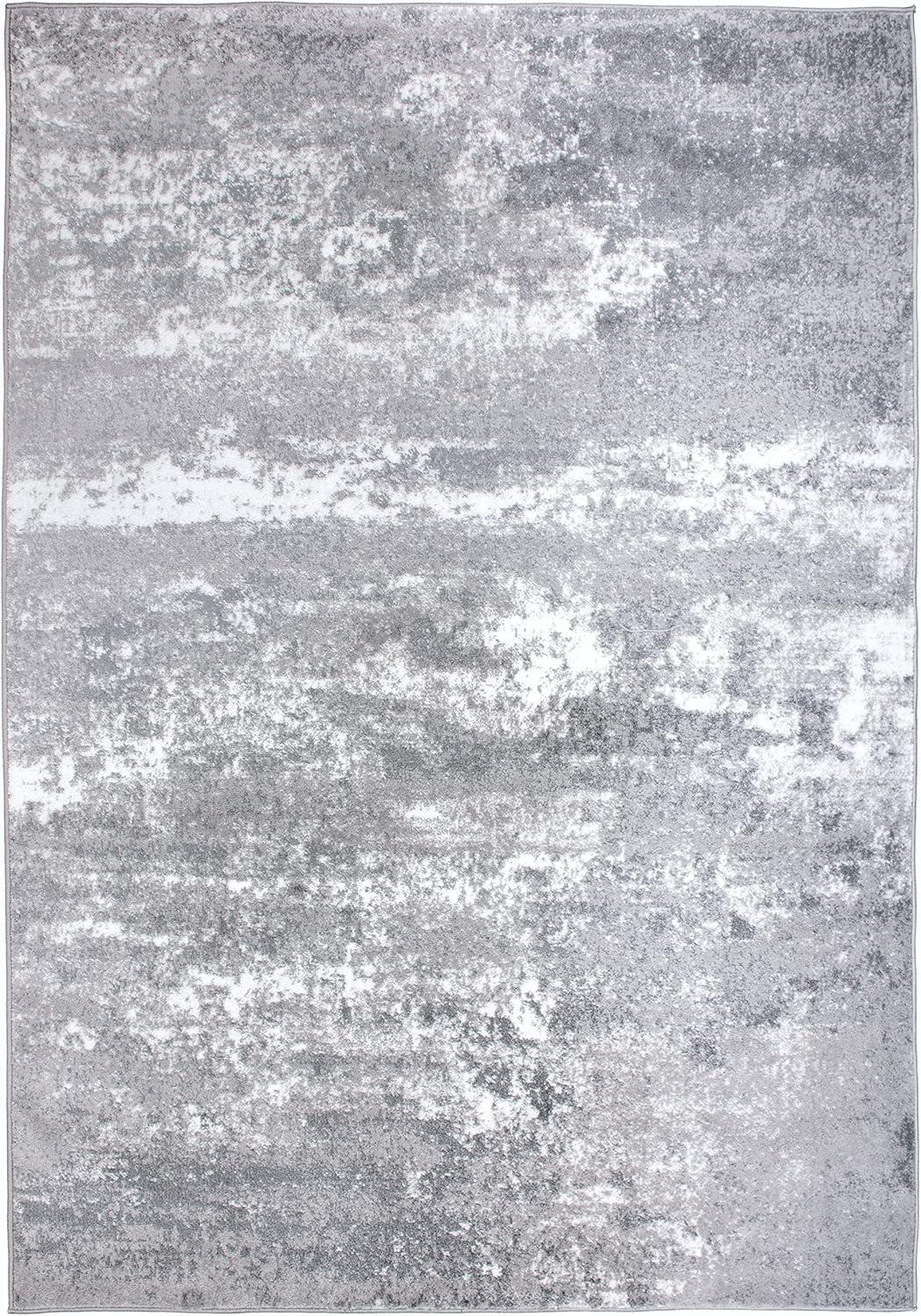 World Rug Gallery Distressed Abstract Watercolor Gray 7'10" x 10' Area Rug