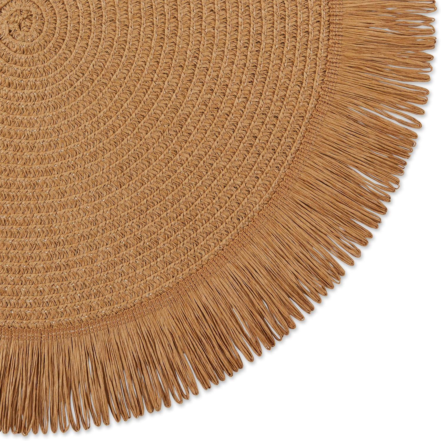 DII Natural Fringe Woven Polyester Round Placemat (Set of 6) 15 Round