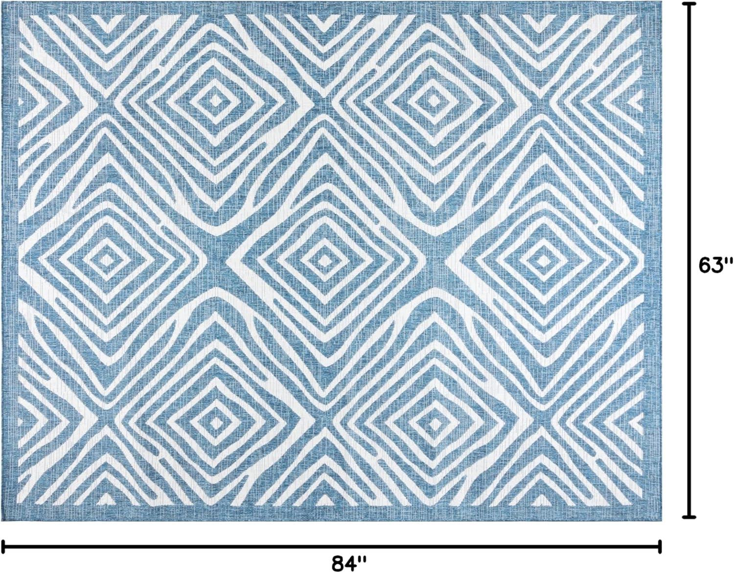 Tropea Stella Blue Synthetic 5' x 7' Easy-Care Outdoor Rug