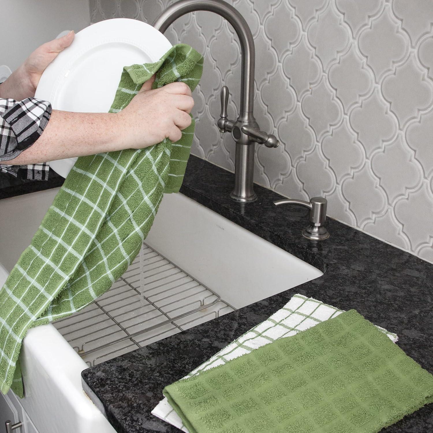 Ritz 9-Piece Terry Check Kitchen Towel Set and Check Dish Cloth Set