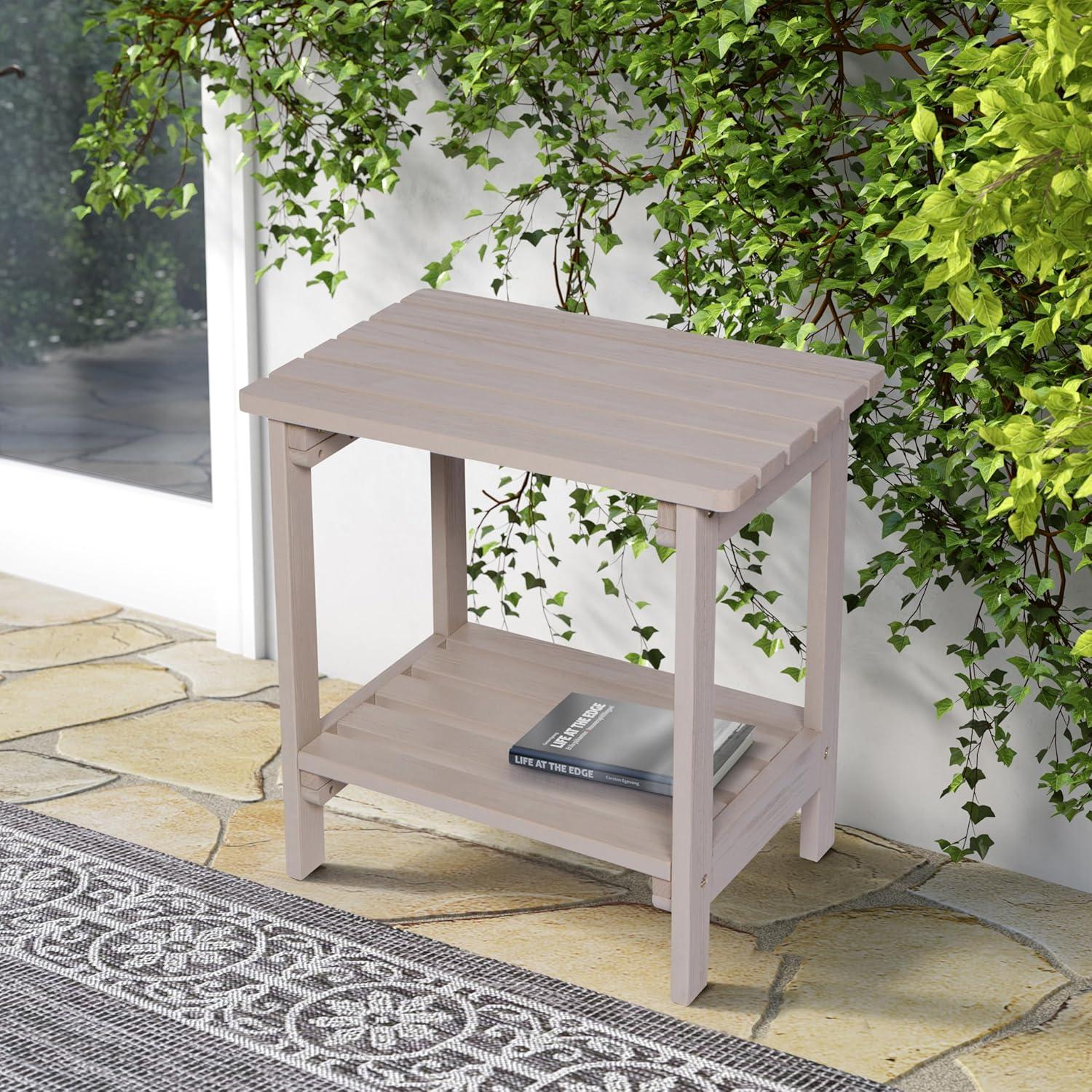 Shine Company Rectangular Traditional Wooden Indoor/Outdoor Side Table in Gray