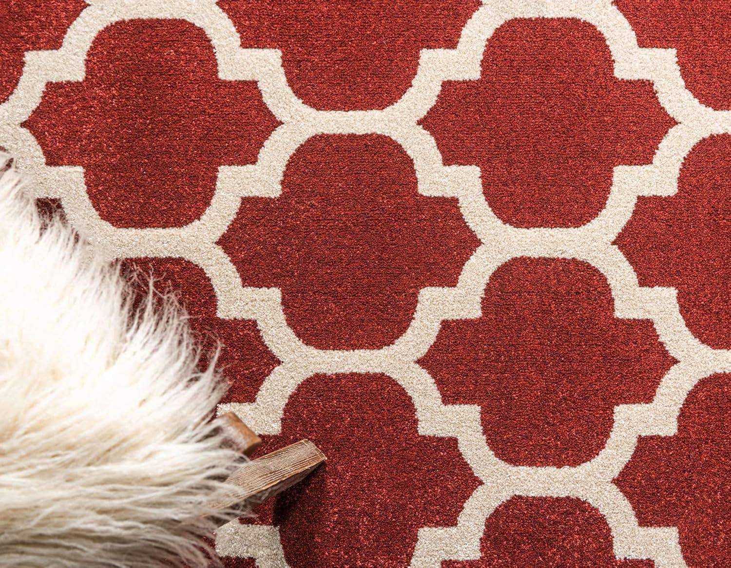 Rectangular Red Trellis Synthetic Indoor Area Rug