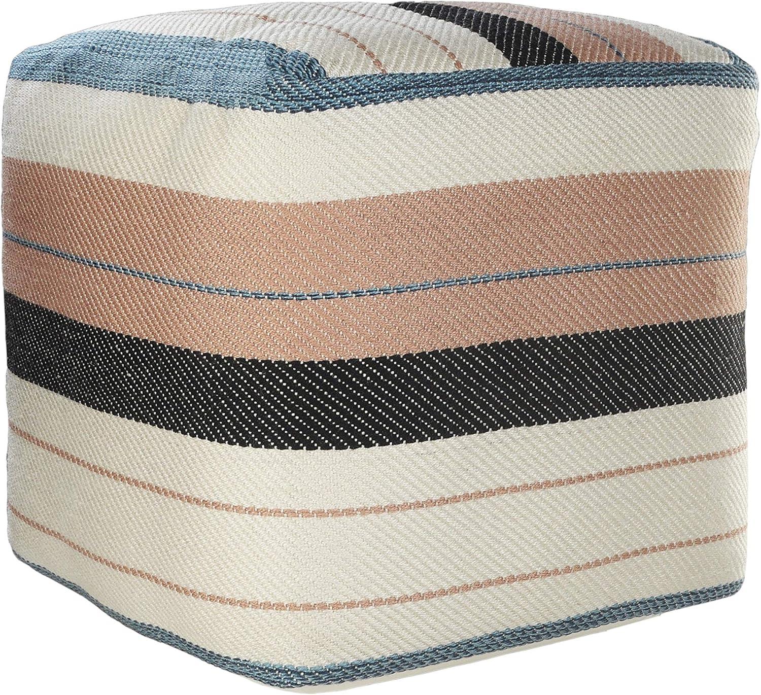 Dakota Fields Argueta Outdoor Performance Striped Pouf Ottoman