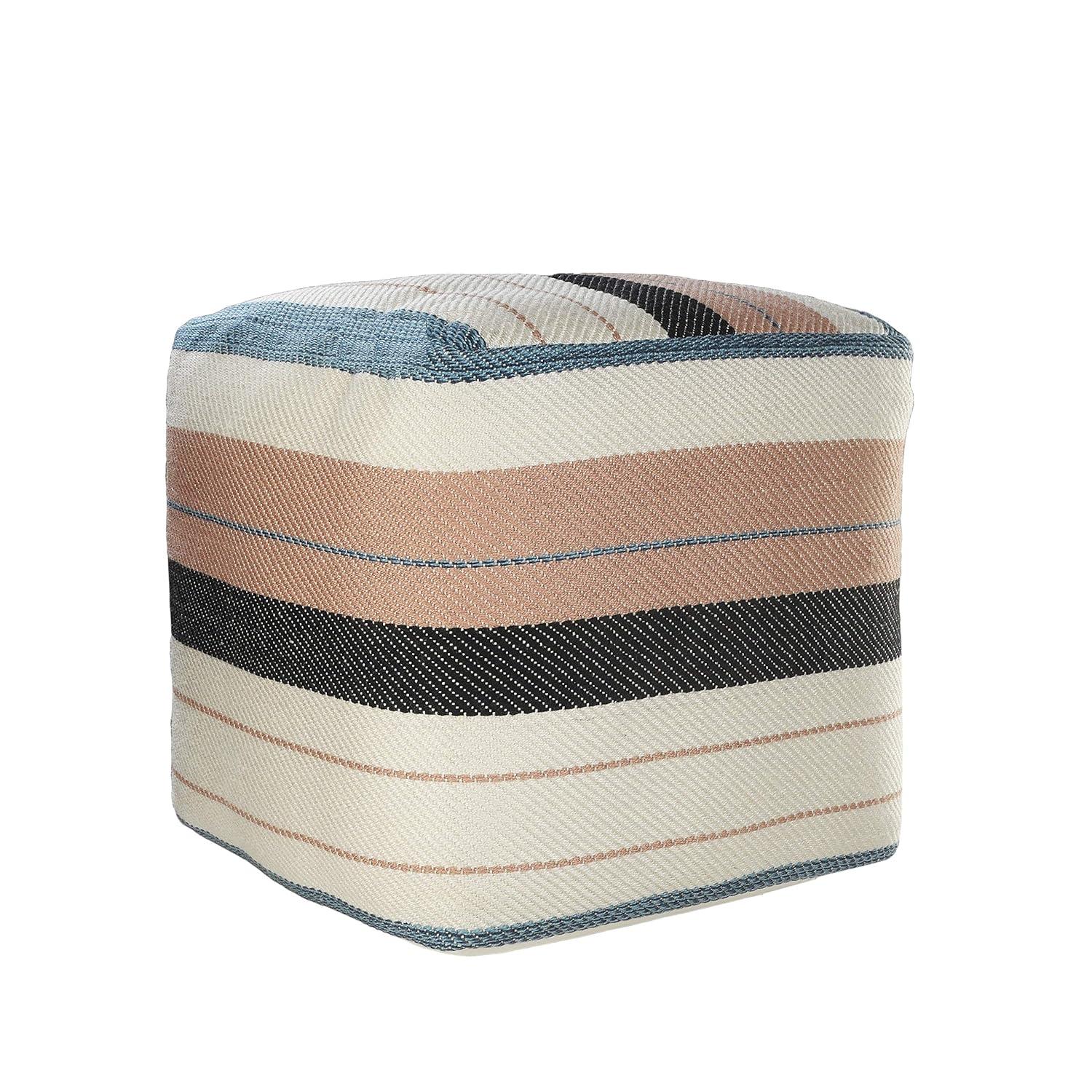 Dakota Fields Argueta Outdoor Performance Striped Pouf Ottoman