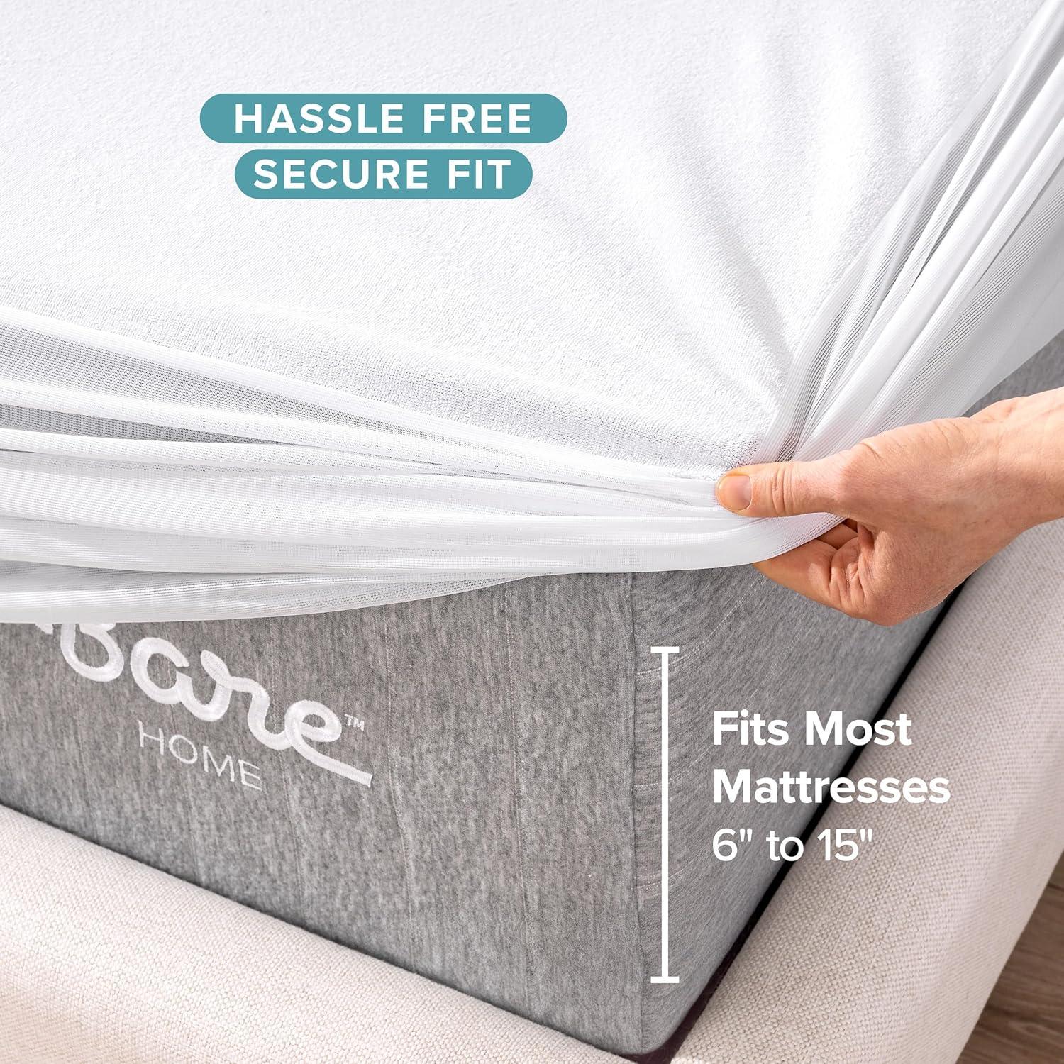 Bare Home Premium Ultra Soft Waterproof Fitted Mattress Protector
