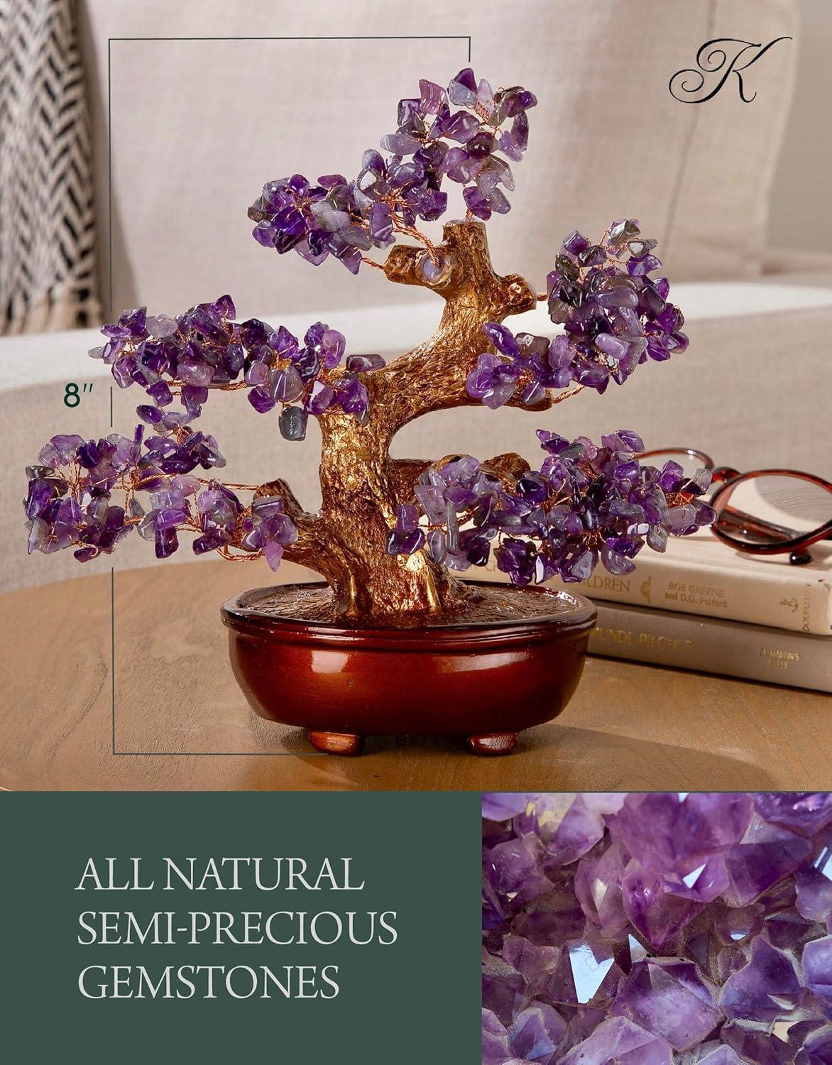 Amethyst Tree of Life on Resin & Wood Base with 360 Natural Gemstones