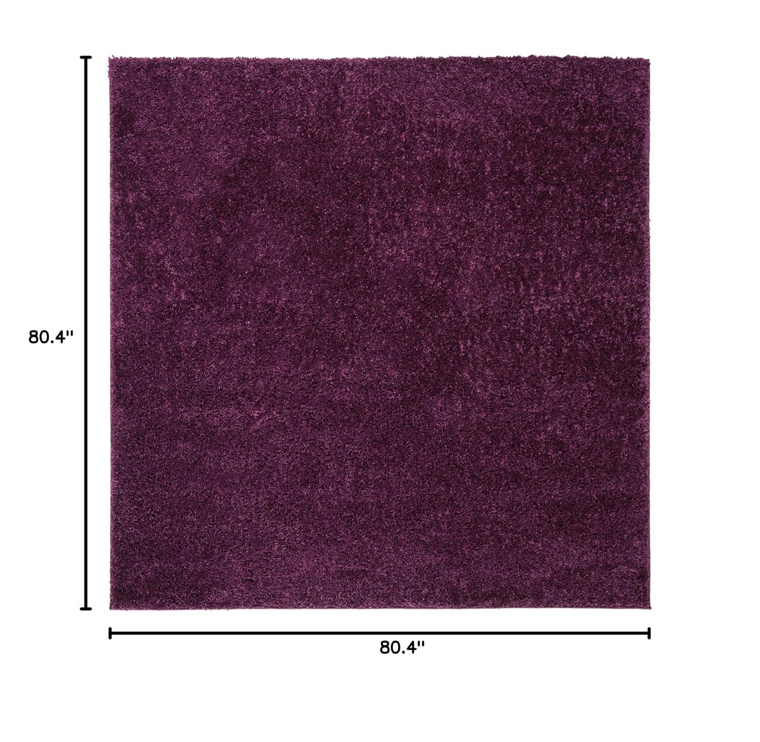 SAFAVIEH August Carlene Solid Plush Shag Area Rug, Purple, 6'7" x 6'7" Square