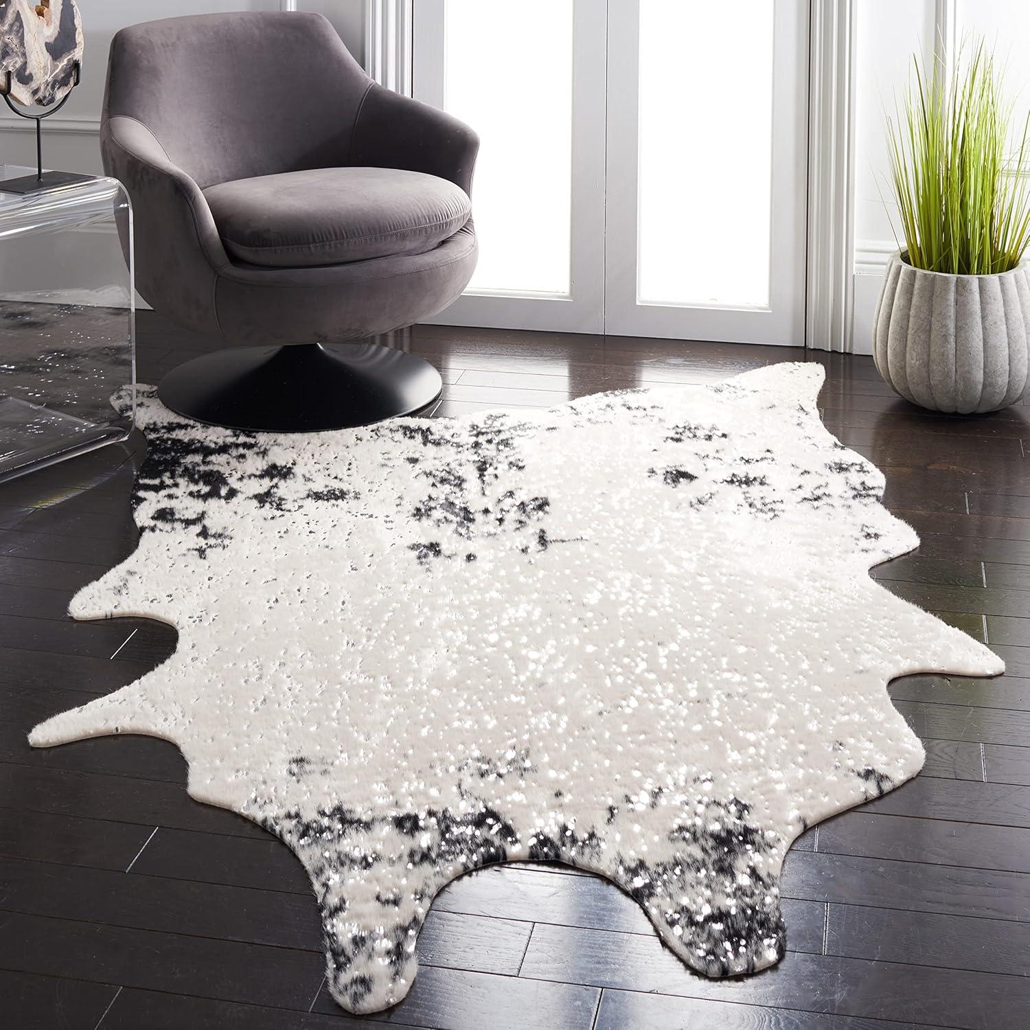 Faux Cowhide FCH207 Power Loomed Indoor Area Rug - Beige/Black - 6'x8' - Safavieh