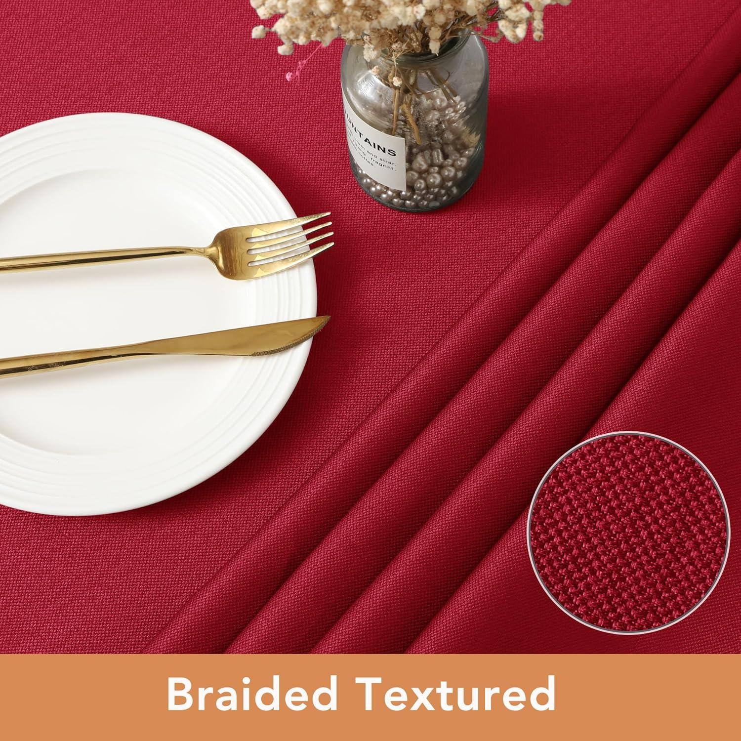 2 Pack Burgundy Tablecloth Rectangular - 60x120 Inch - Linen Textured Table Cloth Wrinkle Free Washable Decorative Fabric Table Cover for Buffet Banquet Parties Event Holiday Dinner