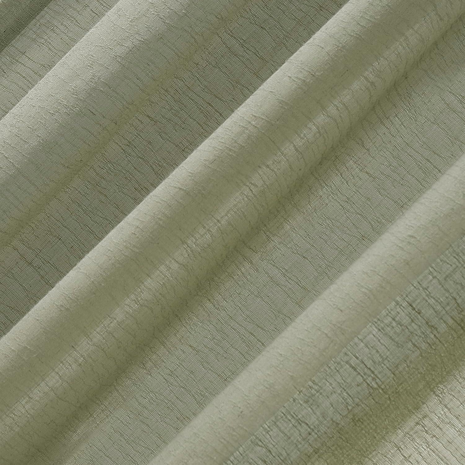 63"x52" Crushed Texture Anti-Dust Sheer Curtain Panel Celadon Green - Clean Window: Modern Linen Rod Pocket