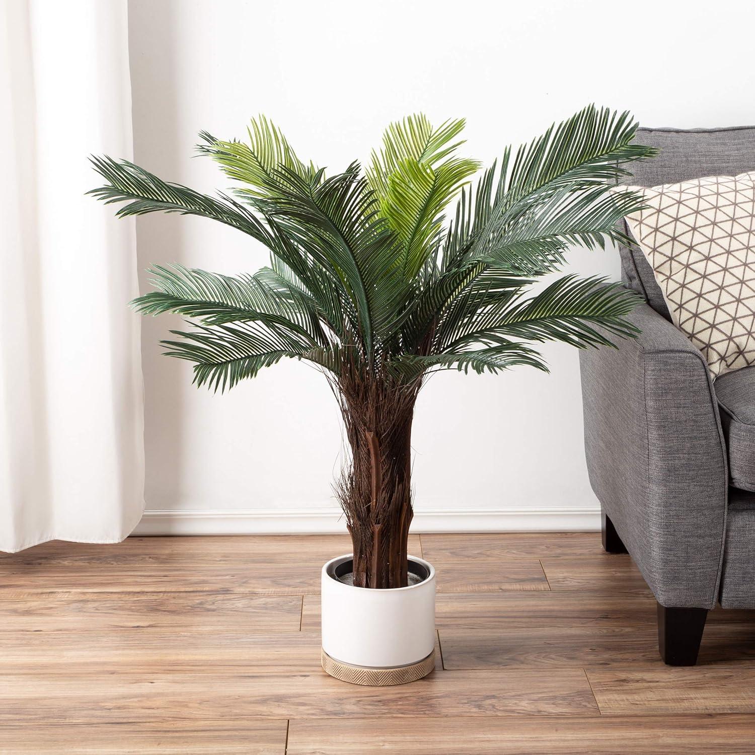 Pure Garden Artificial Palm Tree - Potted Faux Plant for Office or Home Decor - Realistic Greenery for Indoor or Outdoor Use