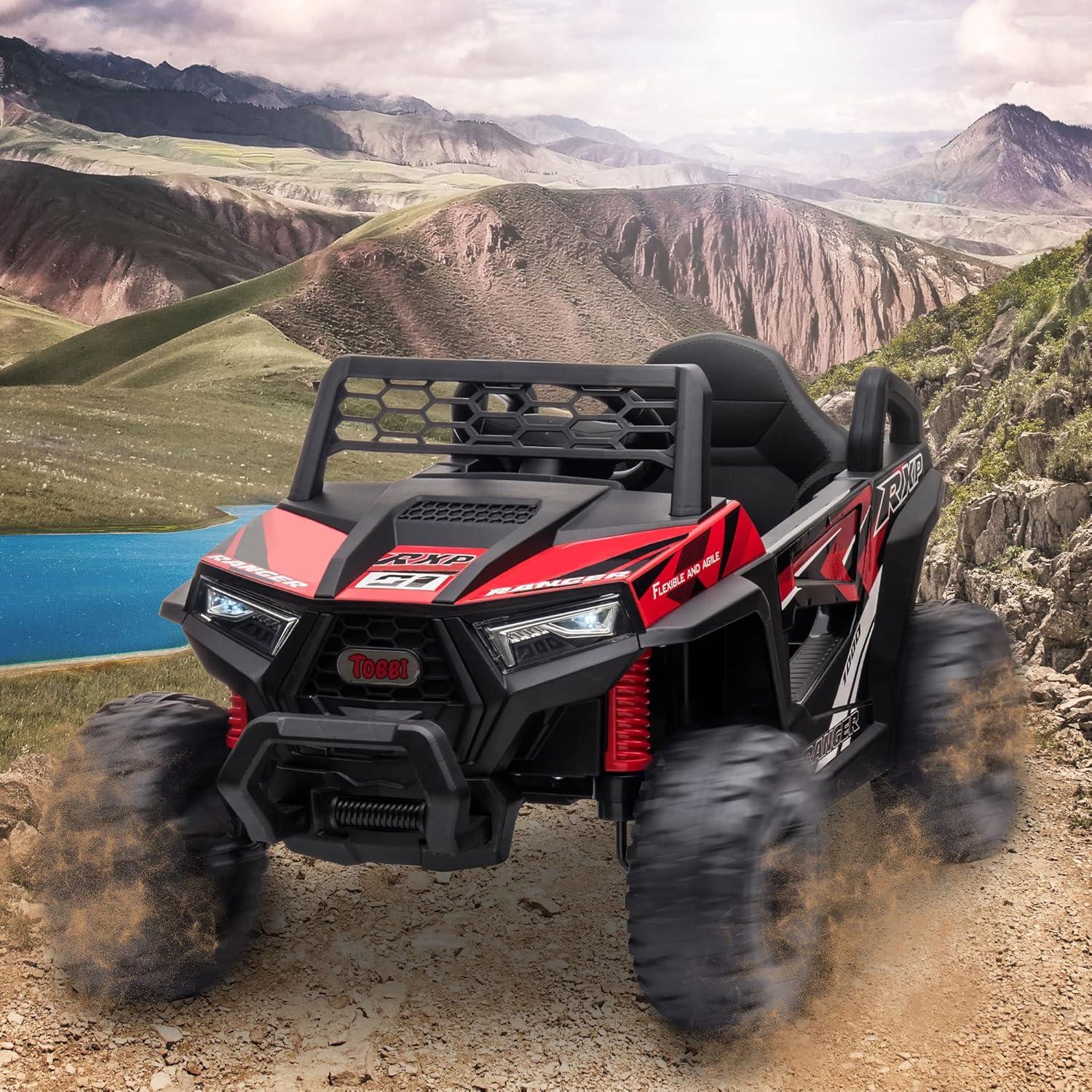 12V Black and Red Kids Off-Road UTV Ride-On