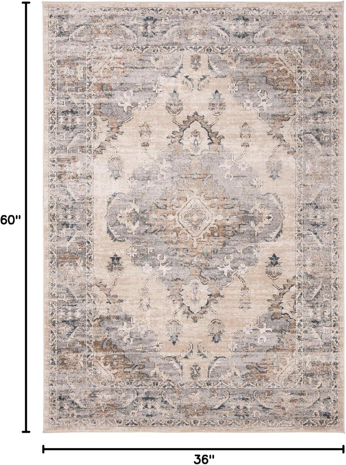 Oregon ORE898 Power Loomed Indoor Accent Rug - 3'x5' - Beige/Grey - Safavieh