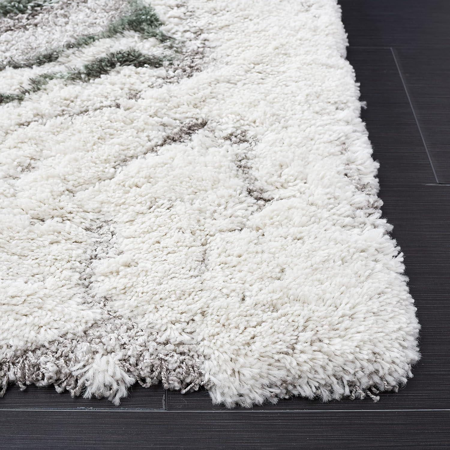 Horizon Shag 800 HZN890 Machine Made Area Rug - 8' Round - Grey/Green - Safavieh
