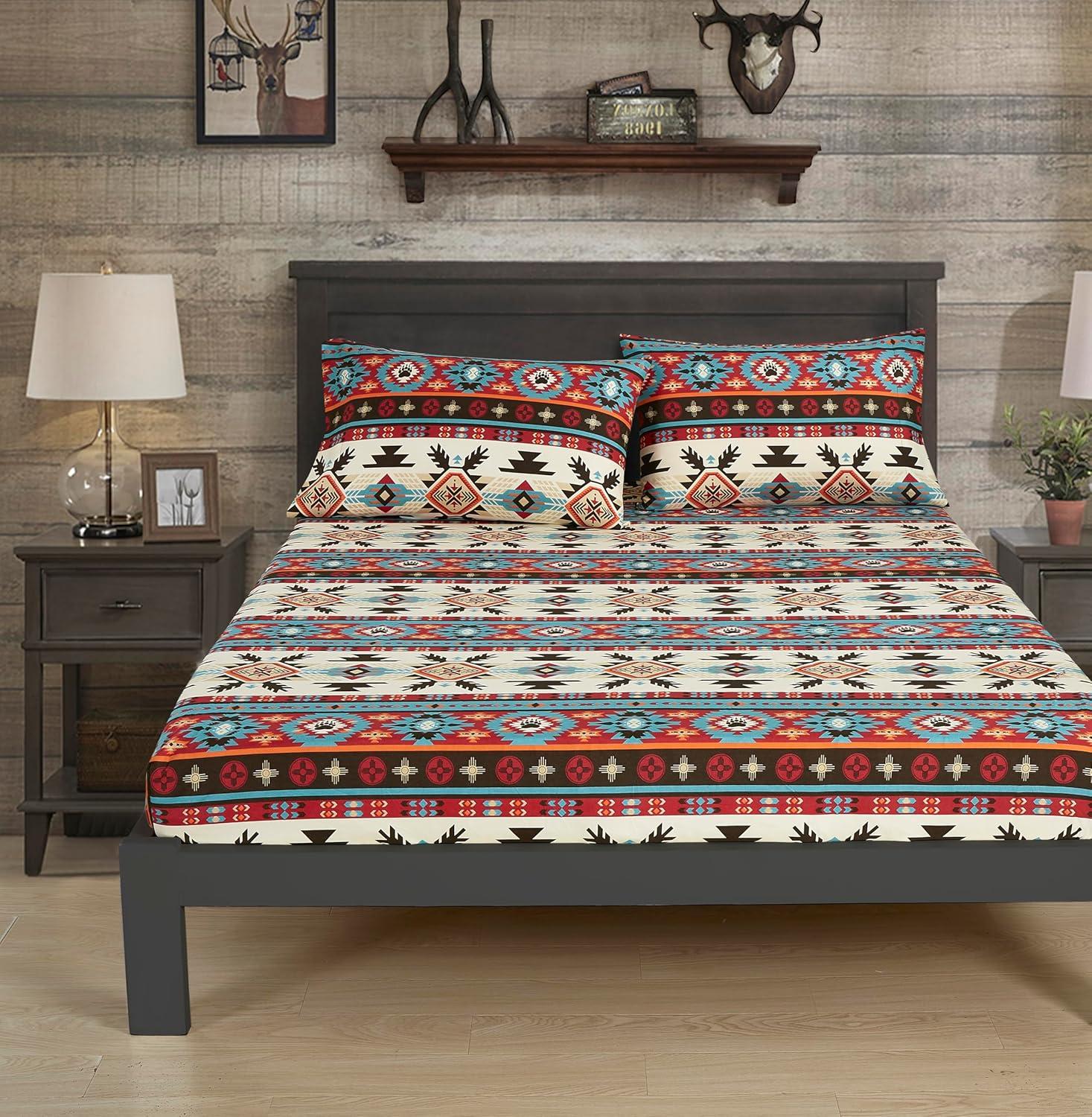 Chezmoi Collection Southwestern Geometric Printed Microfiber Bed Sheet Set