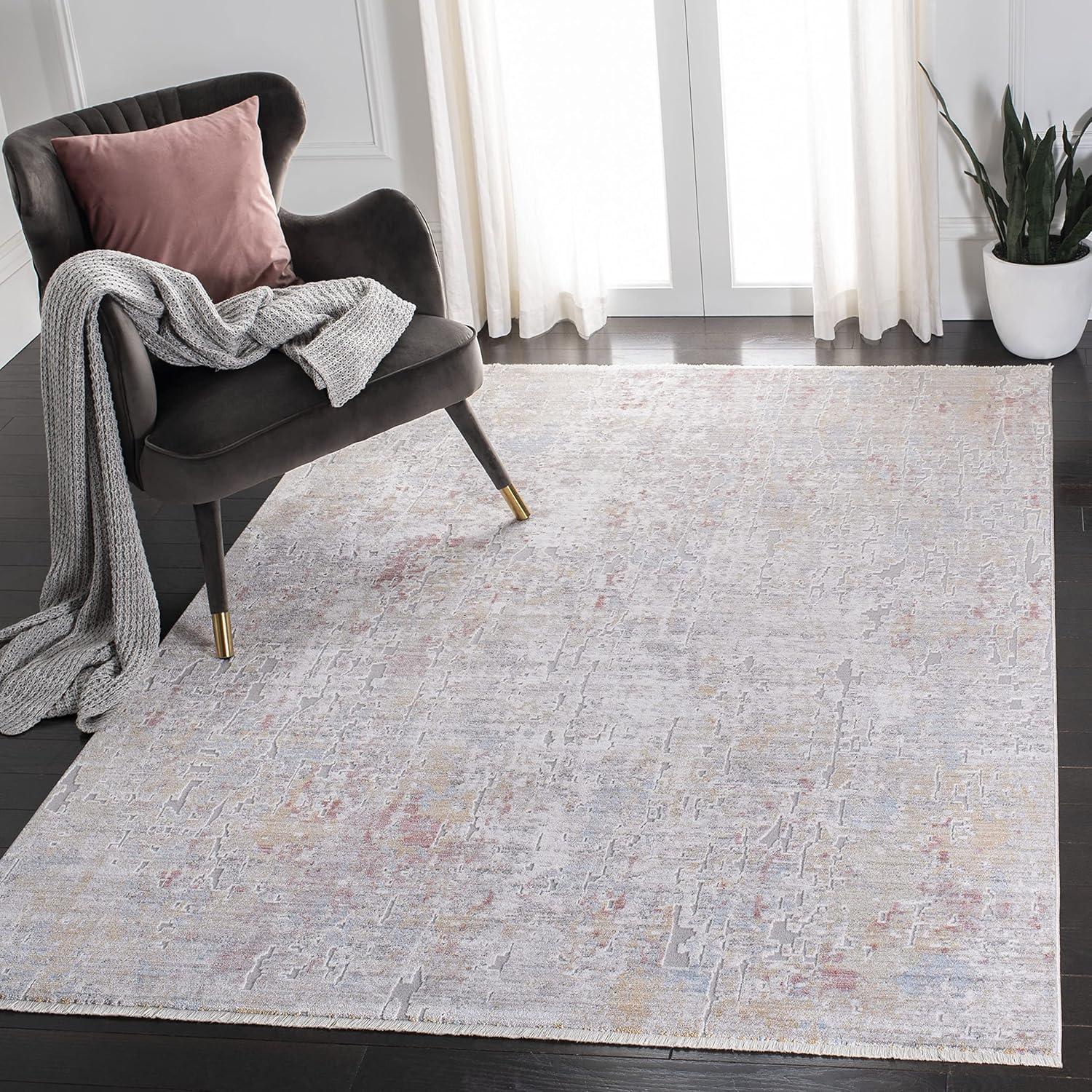 Valencia VAL405 Power Loomed Indoor Area Rug - Grey/Gold - 4'x6' - Safavieh