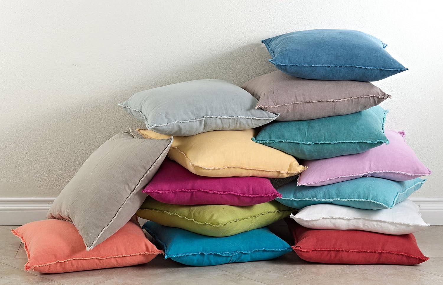 Saro Graciella Collection Linen Reversible Throw Pillow