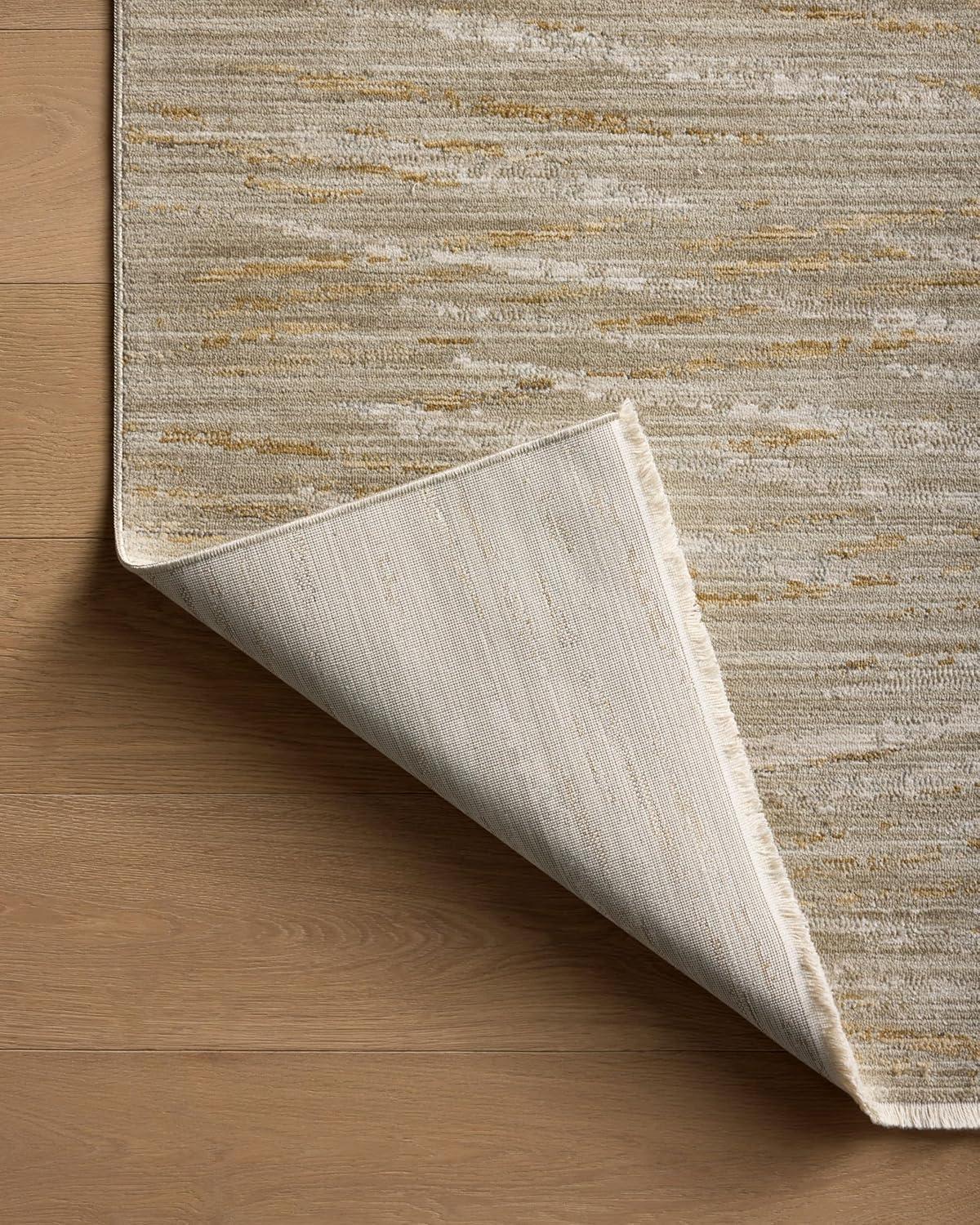 Sage and Gold Abstract Wool Area Rug, 5'-3" x 7'-9"