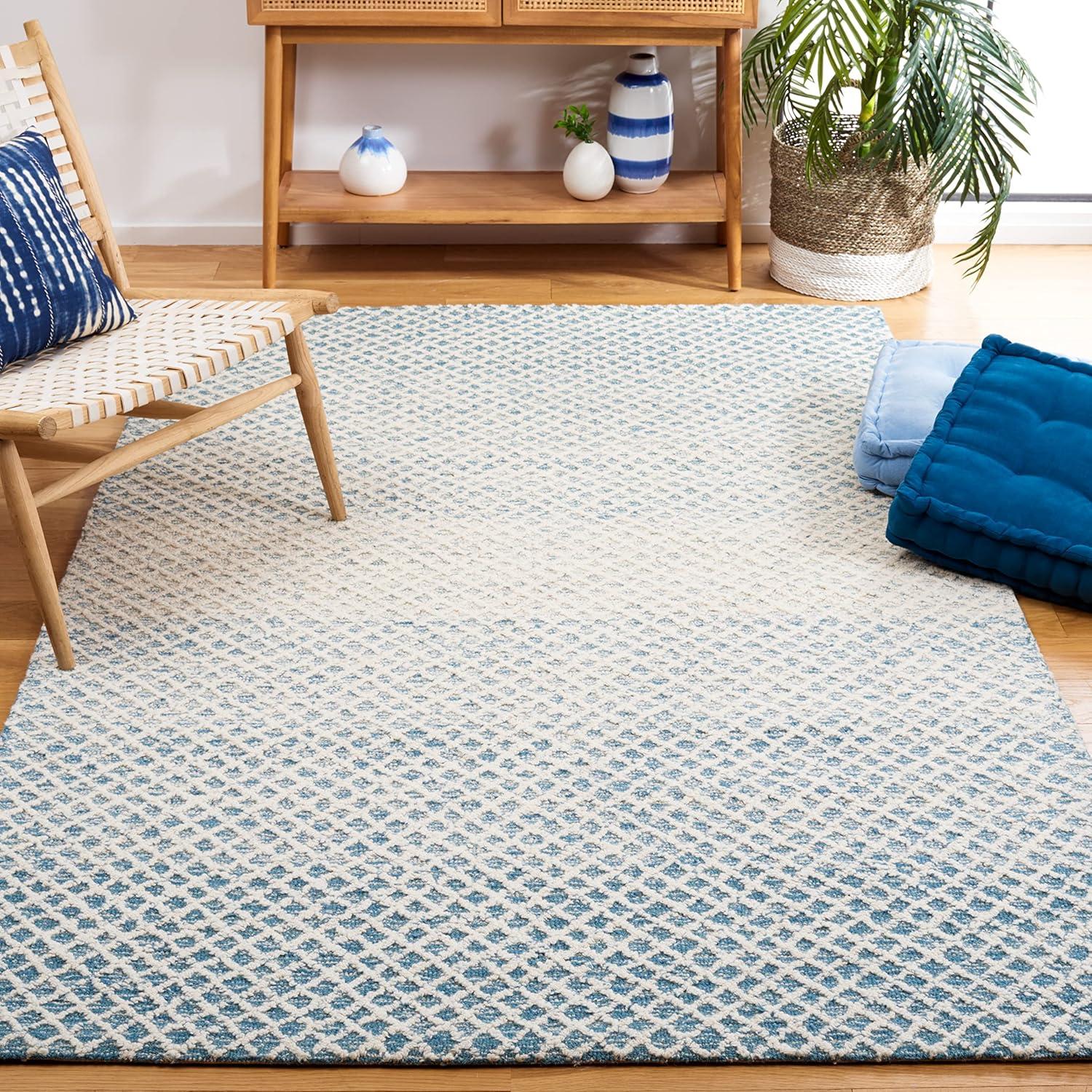 Micro-Loop MLP353 Hand Tufted Indoor Area Rug - Blue/Ivory - 5'x8' - Safavieh