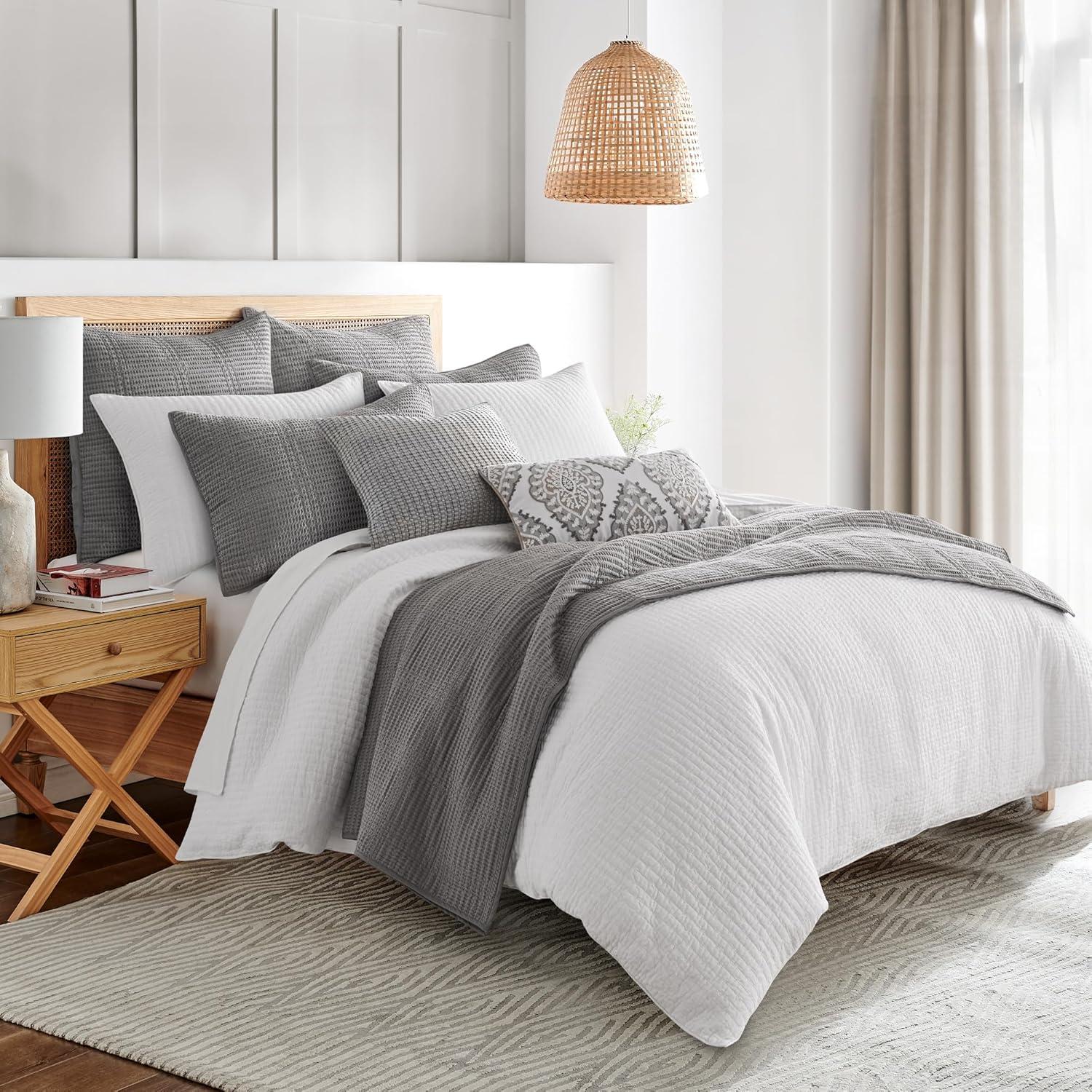 Cloud Waffle Grey Full/Queen Quilt Set - Levtex Home