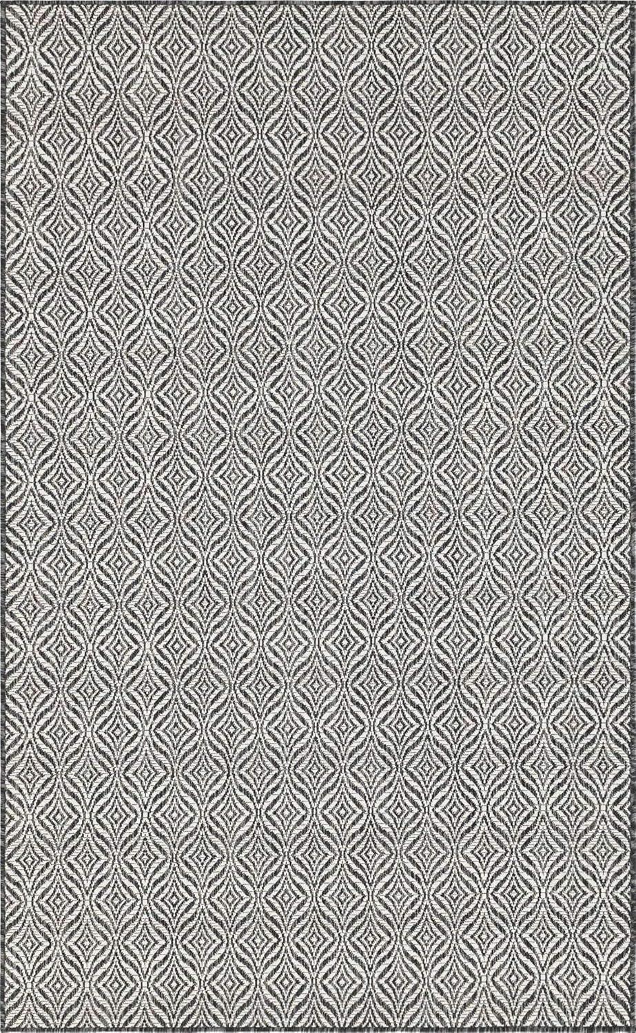 Unique Loom Outdoor Trellis Collection Area Rug - Deco Trellis (5' 1" x 8' Rectangle Charcoal/Ivory)