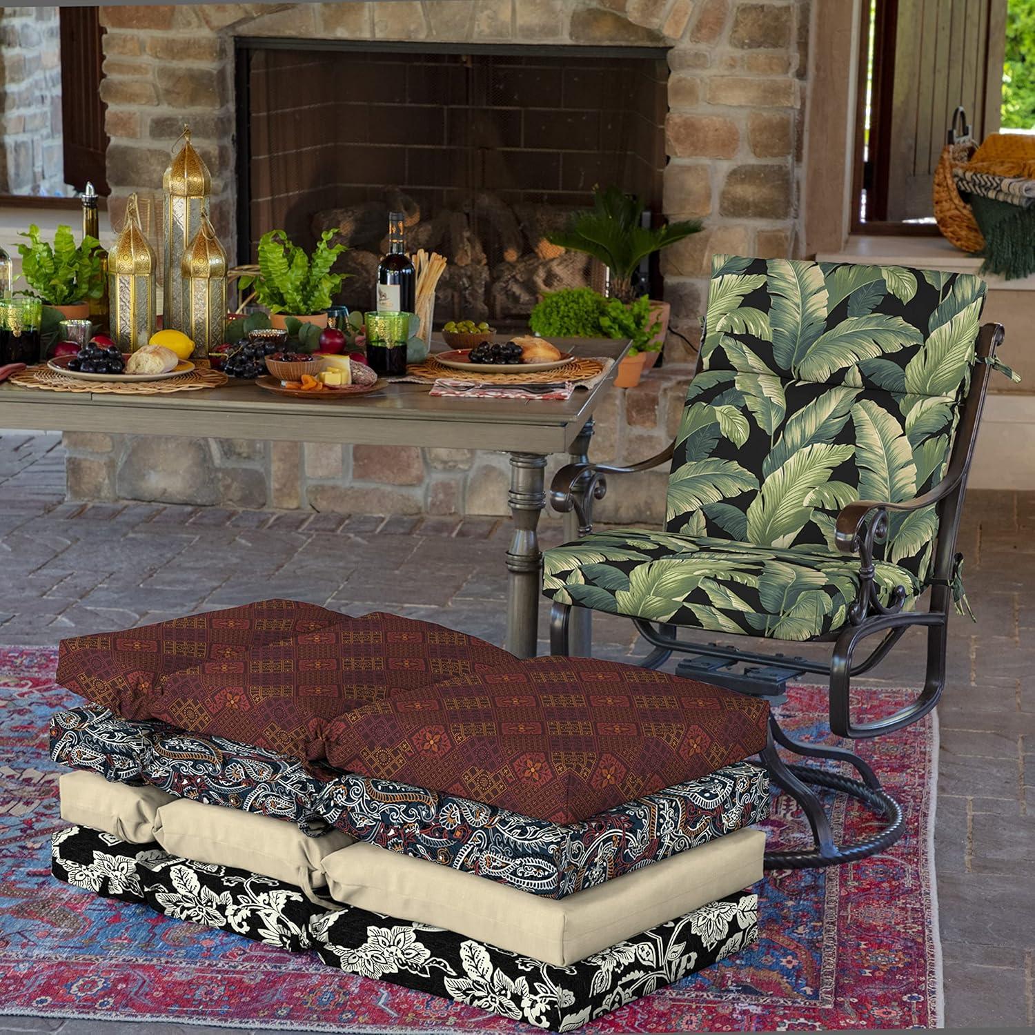 Arden Selections Outdoor Chair Cushion, 21 x 20, Water Repellent, Fade Resistant 21 x 20, Onyx Cebu