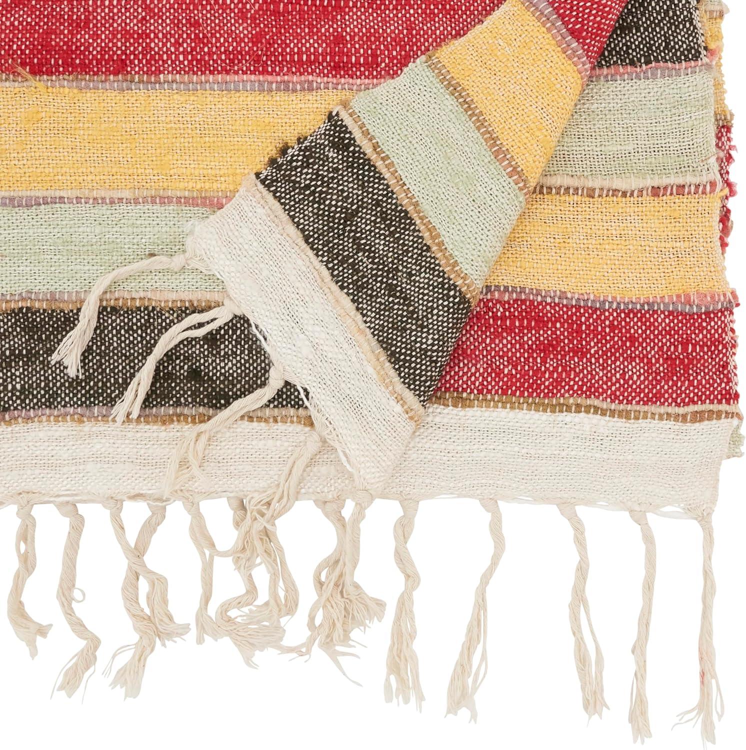 Colorful Cotton Striped Table Runner with Fringe