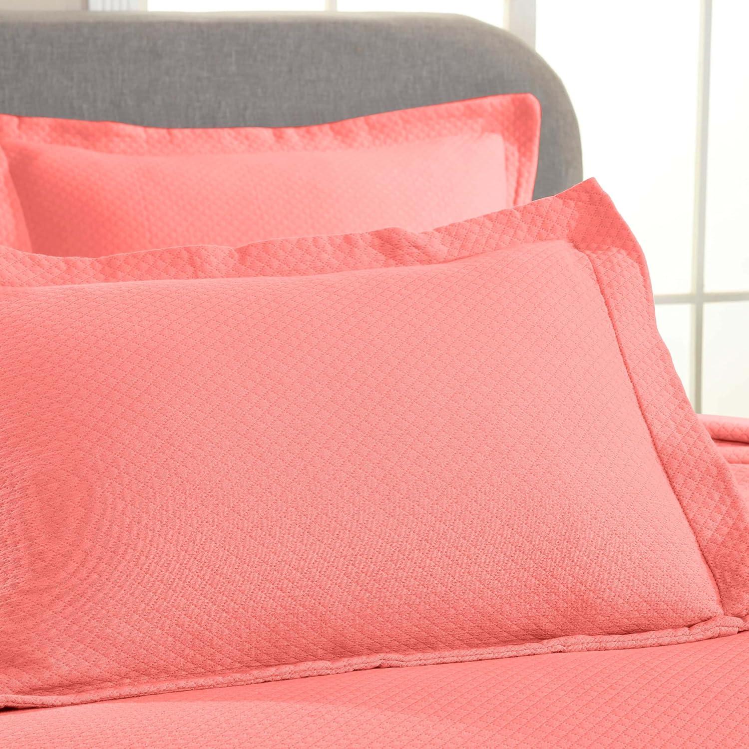 Superior Jannings Cotton 3 Piece Bedspread Set, Twin, Coral