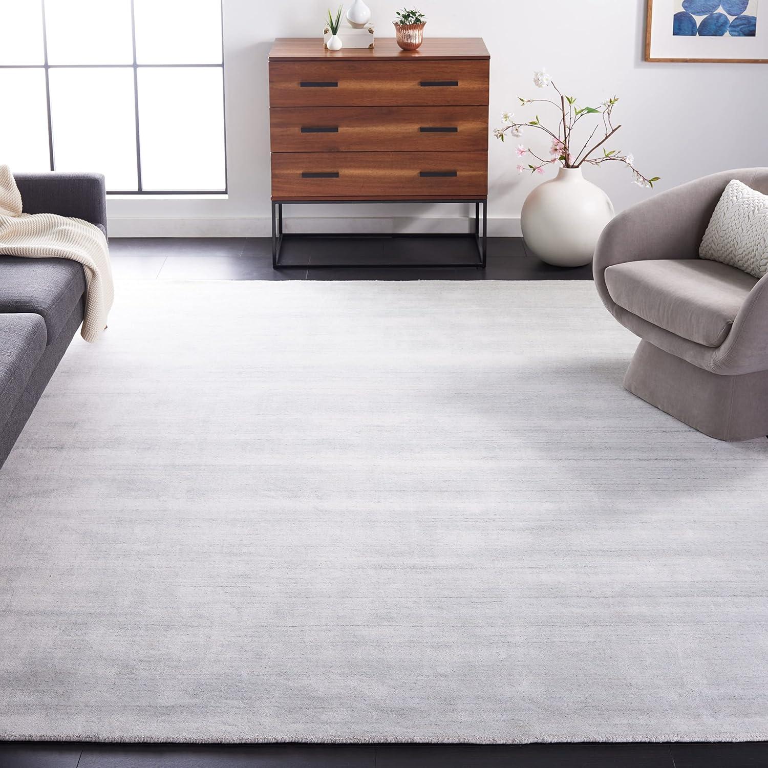 Hand-Knotted Silver Mirage 9' x 12' Wool-Blend Area Rug