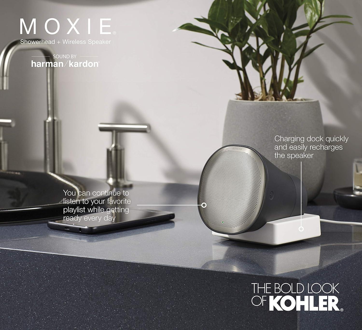 Moxie Shower Head with Waterproof Speaker Featuring Bluetooth Wireless Technology and sound by Harman Kardon