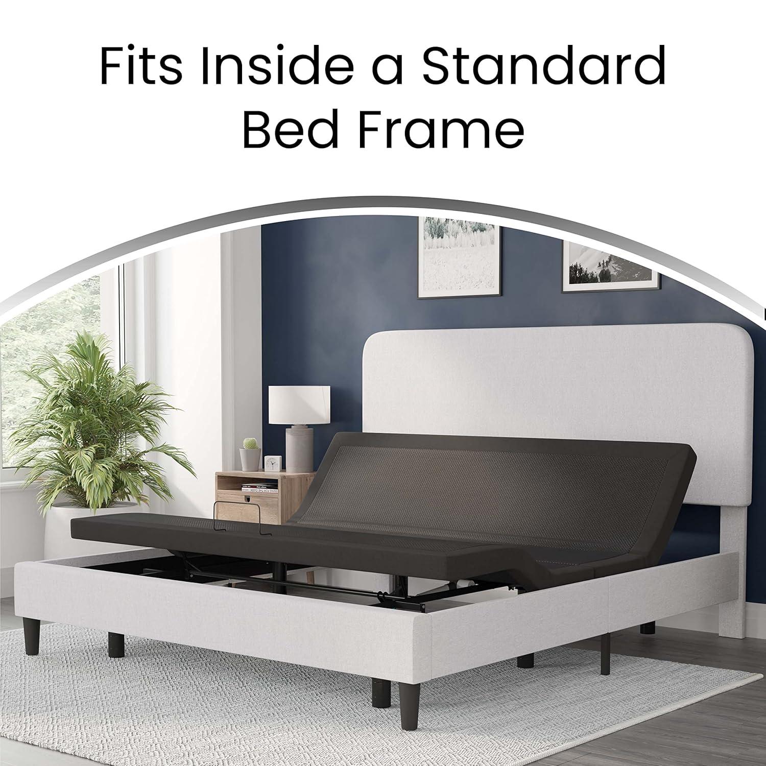 Flash Furniture Selene Motorized Adjustable Bed Frame, Black, Full