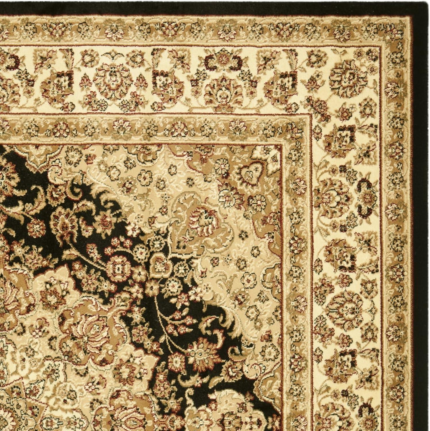Lyndhurst LNH222 Power Loomed Area Rug - Black/Ivory - 8'x8' - Safavieh