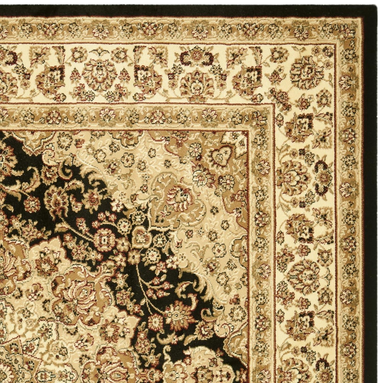Lyndhurst LNH222 Power Loomed Area Rug - Black/Ivory - 8'x8' - Safavieh