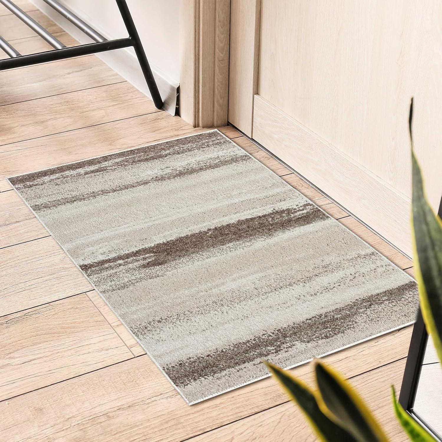 Abstract Blue/Beige/Gray Area Rug