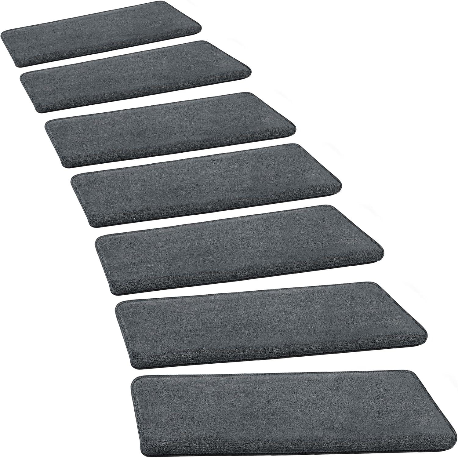 Dark Gray Ultra Plush Non-Slip Stair Treads, 9.5" x 30"