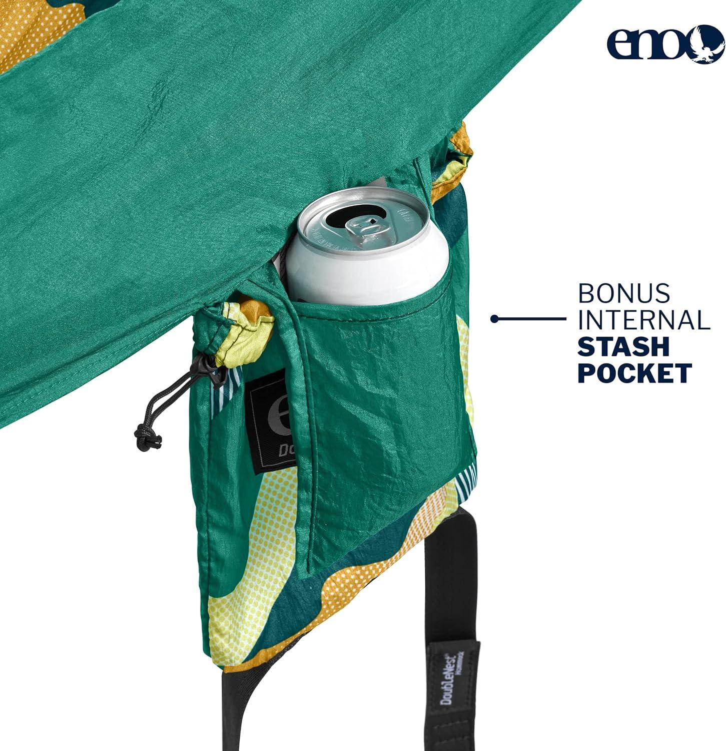 ENO, Eagles Nest Outfitters DoubleNest Print Lightweight Camping Hammock, 1 to 2 Person, Retro/Emerald