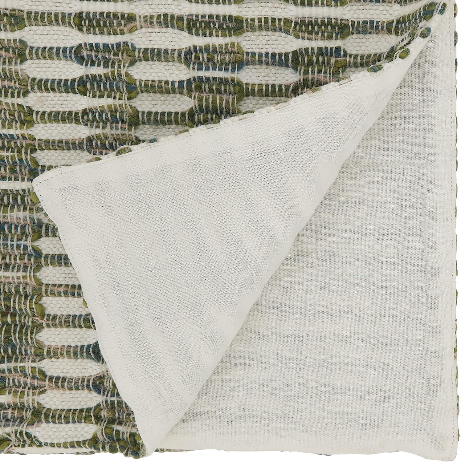 Saro Lifestyle Woven Line Runner, Green, 16" x 72"
