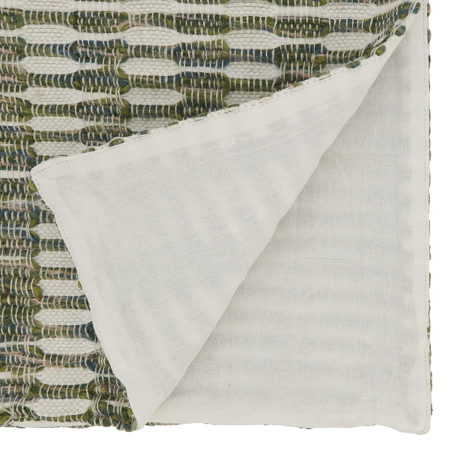 Saro Lifestyle Woven Line Runner, Green, 16" x 72"