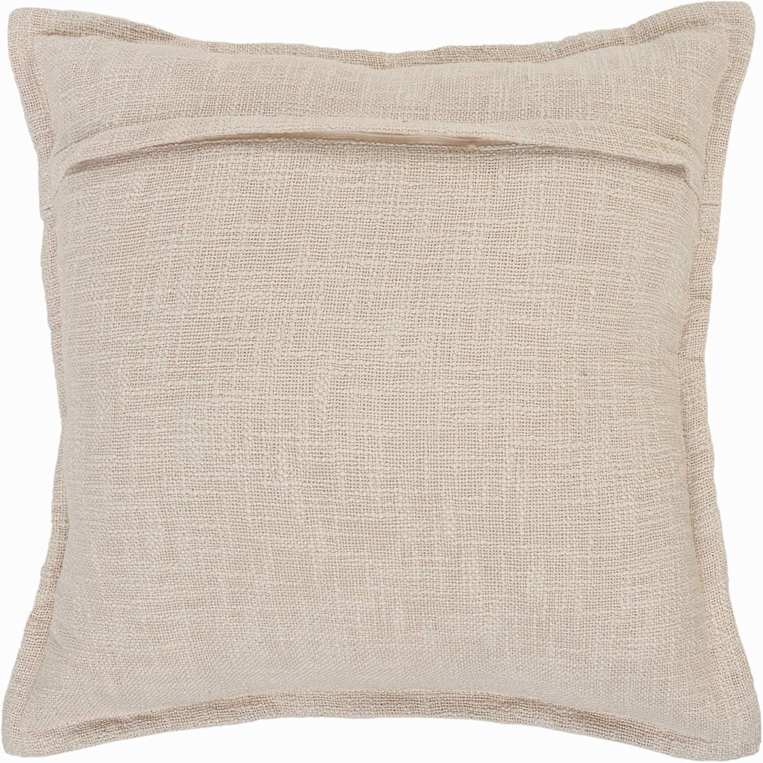 Ox Bay 20" x 20" Hand-Woven Beige Solid Organic Cotton Pillow Cover