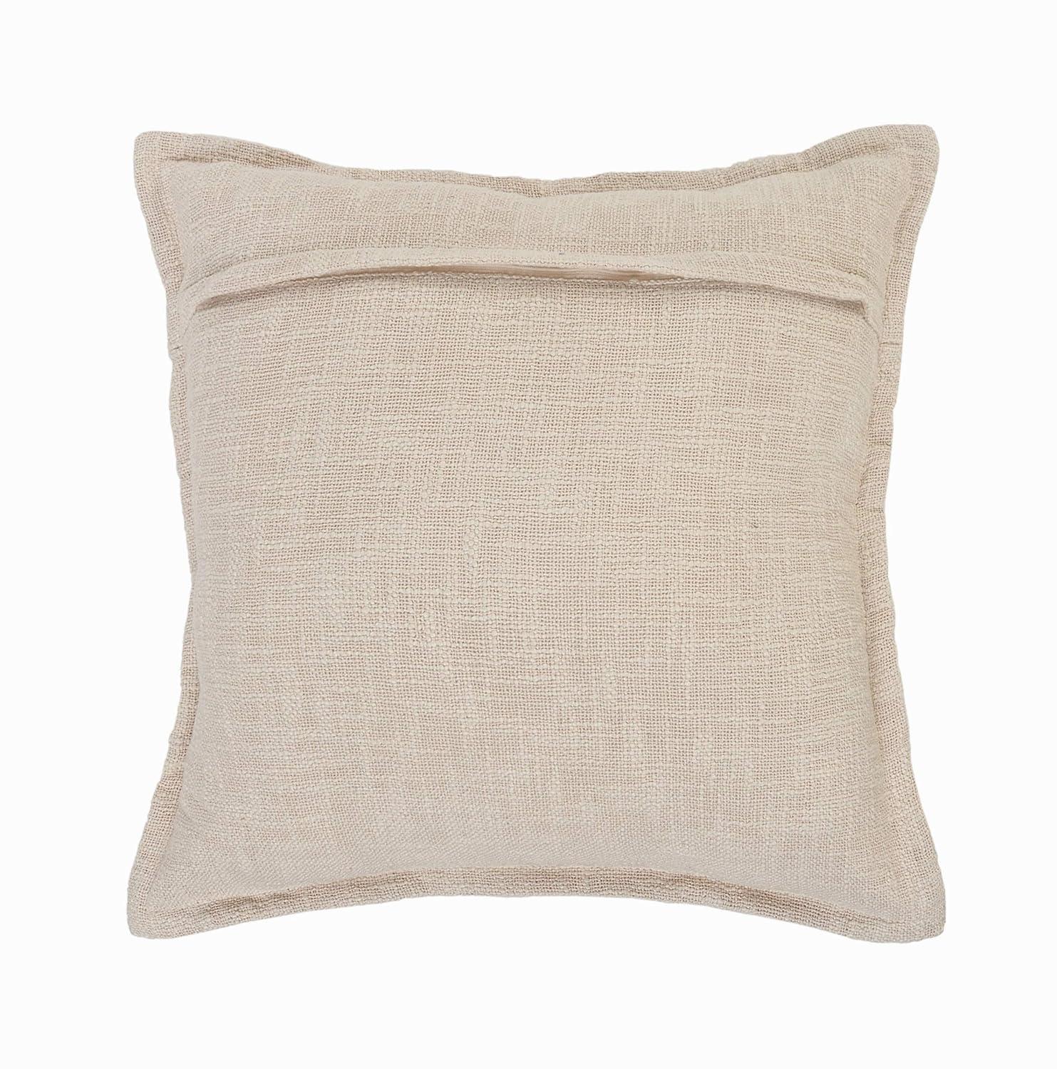 Ox Bay 20" x 20" Hand-Woven Beige Solid Organic Cotton Pillow Cover