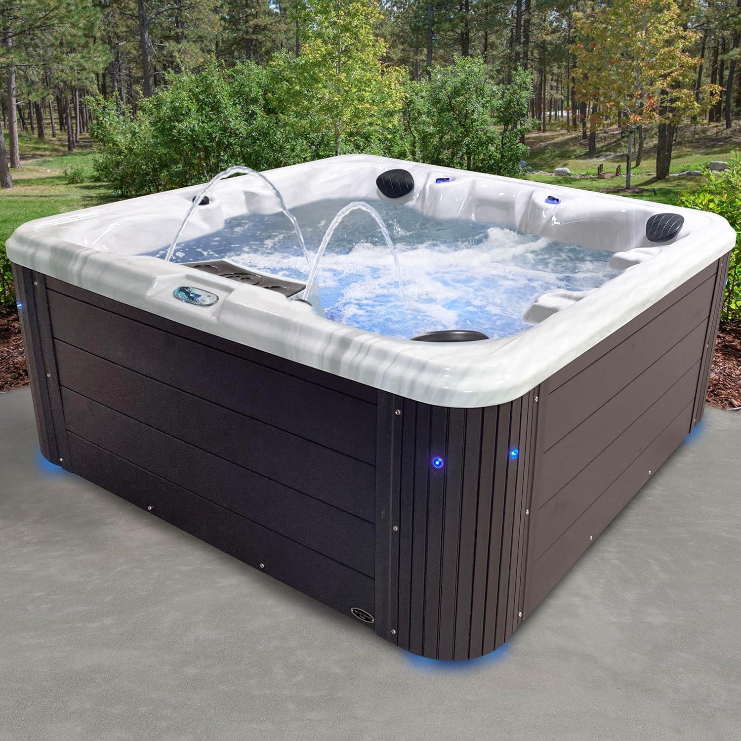 Insight 5-6 Person 34-Jet, 73-Port Acrylic Lounger Hot Tub Spa, Stainless Steel Heater with Ozonator, LED Lighting, LED Ice Bucket and Insulated Cover Included