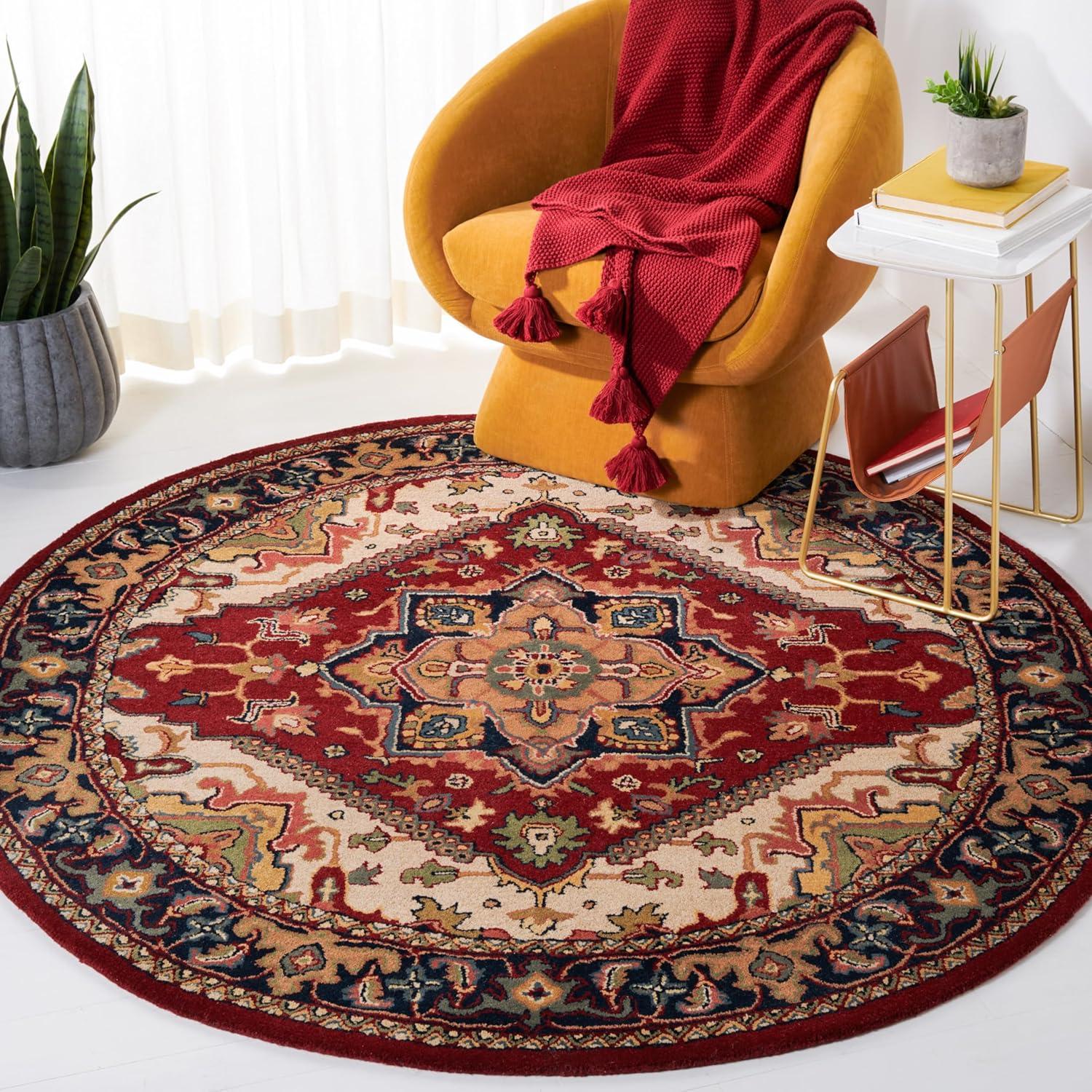 Heritage HG625 Handmade Area Rug - 8' Round - Red - Safavieh