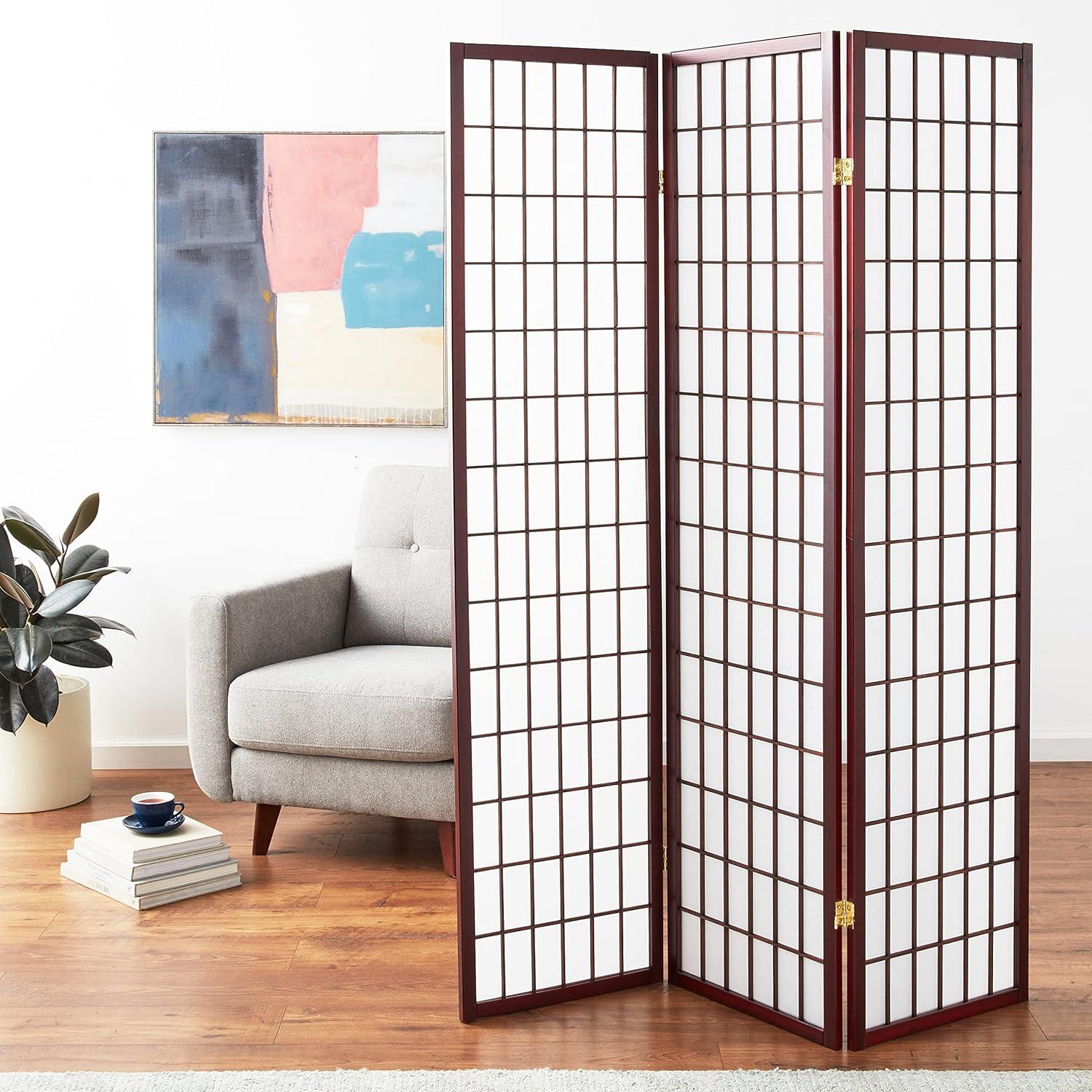 50'' W x 70'' H 3 - Panel Solid Wood Folding Room Divider