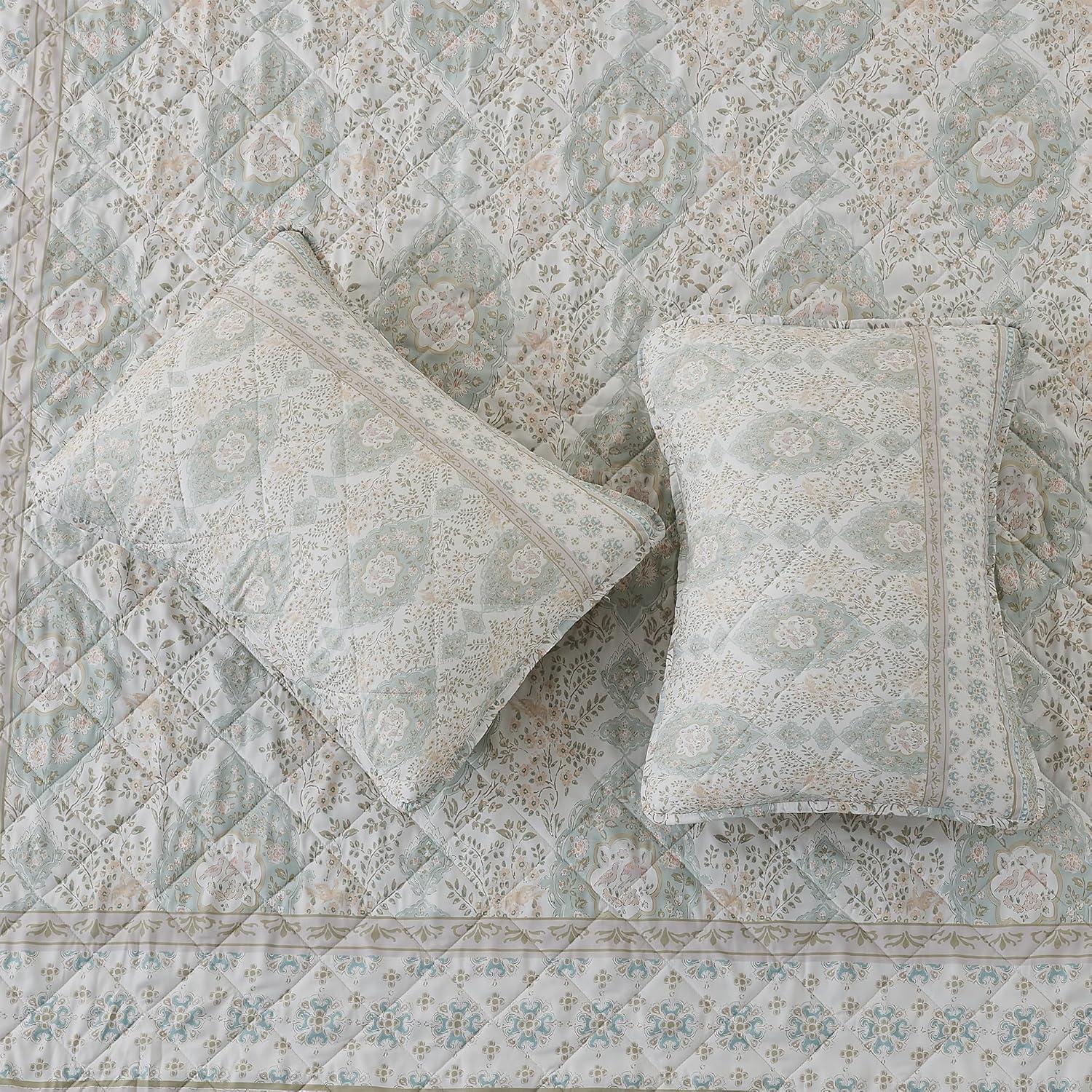 Vintage Comfort Reversible Coastal Design 3 Piece Quilt Set with Shams, King