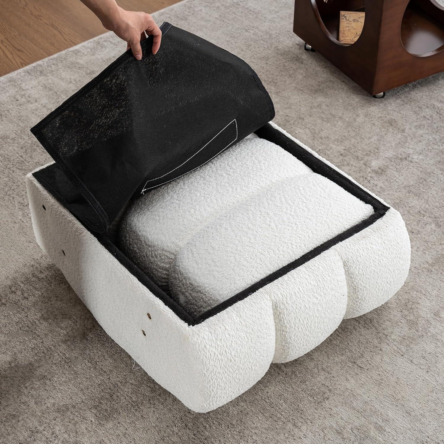 White Velvet Barrel Accent Chair with Wooden Legs