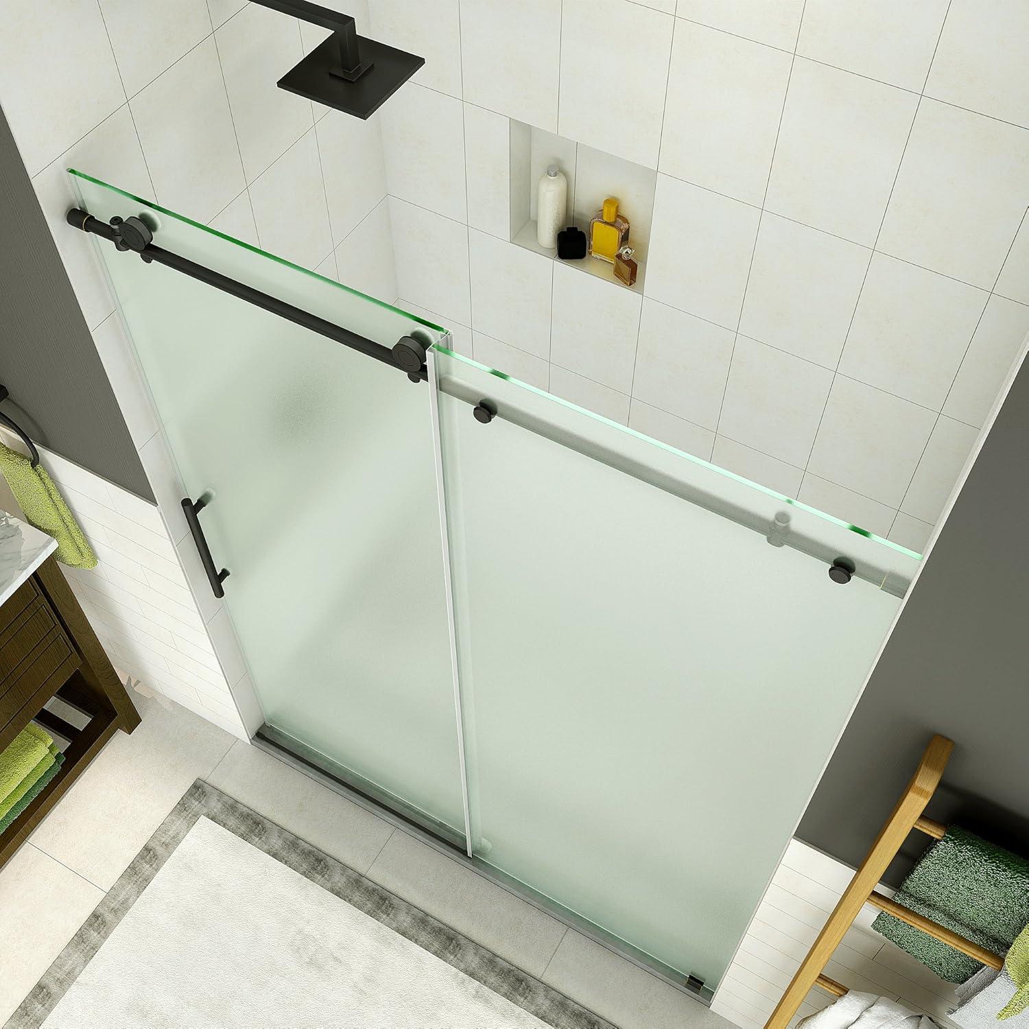 Coraline 56" W x 75" H Single Sliding Frameless Shower Door