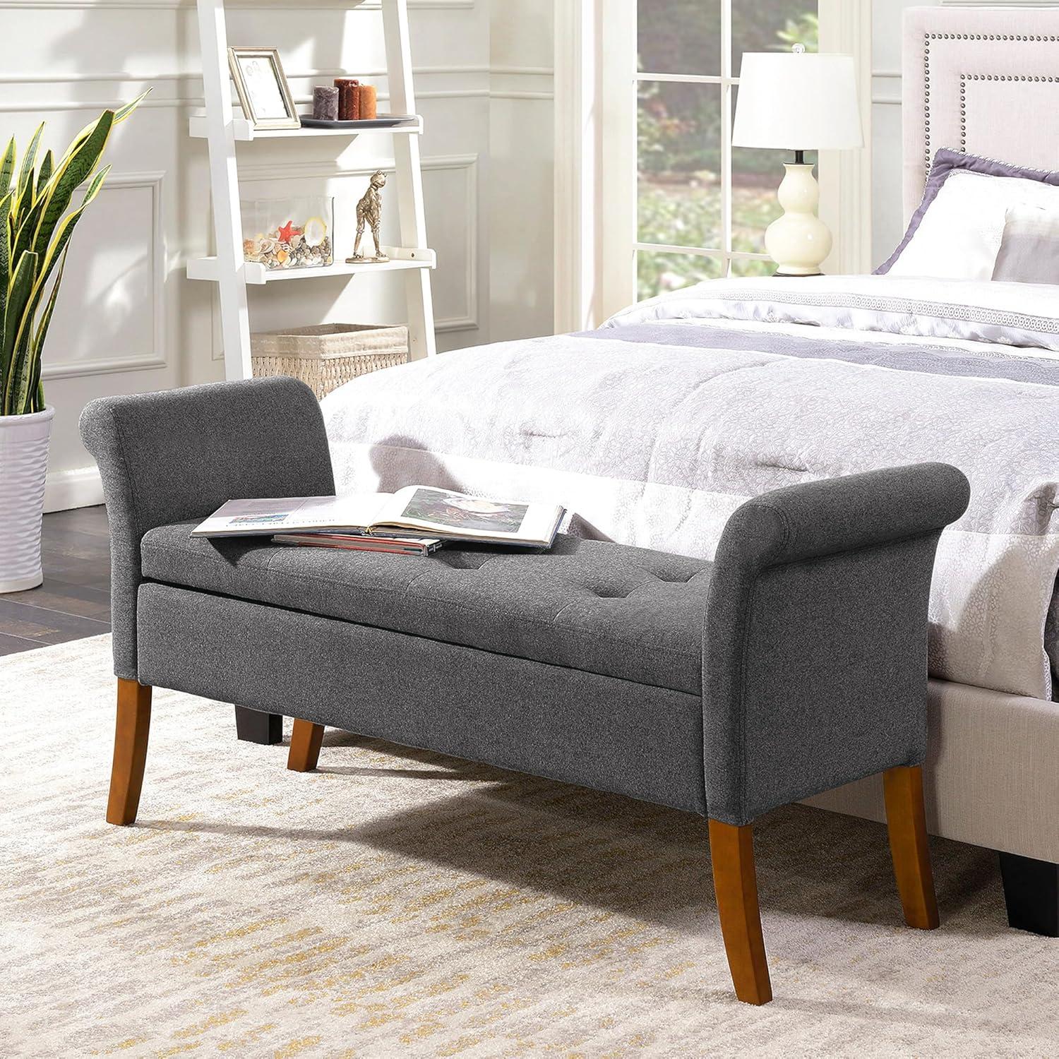Convenience Concepts Designs4Comfort Garbo Storage Bench Ottoman, Soft Gray Fabric